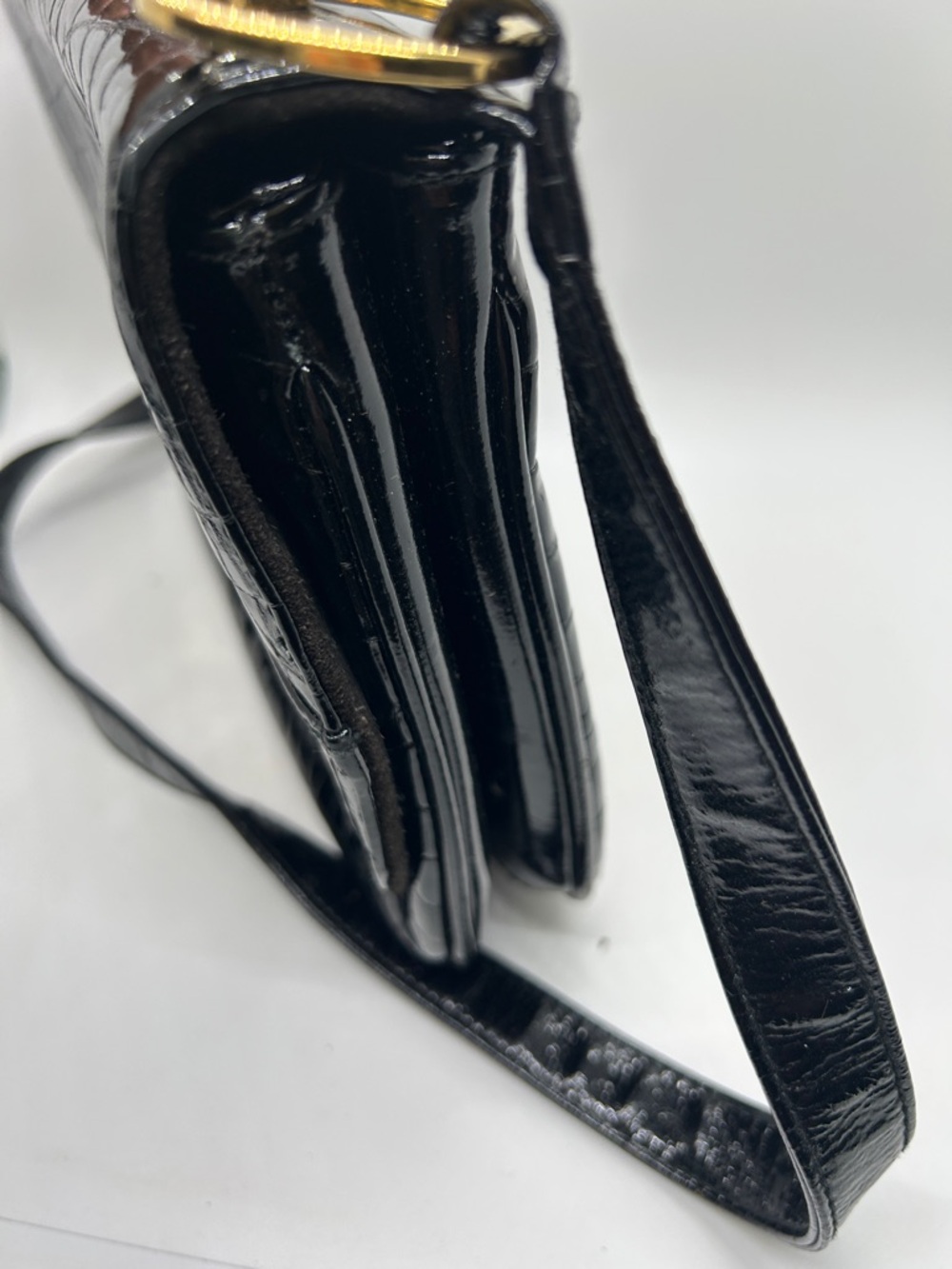 Paloma Picasso Vintage Black Snakeskin Print Leather Crossbody Bag Purse 🌺🌺 - Picture 3 of 14